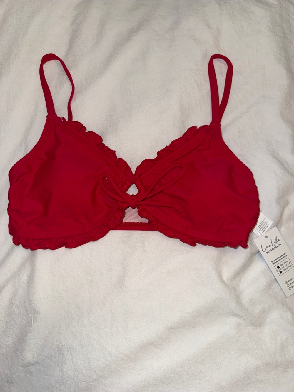 Cupshe Red Ruffled Bikini Top Medium